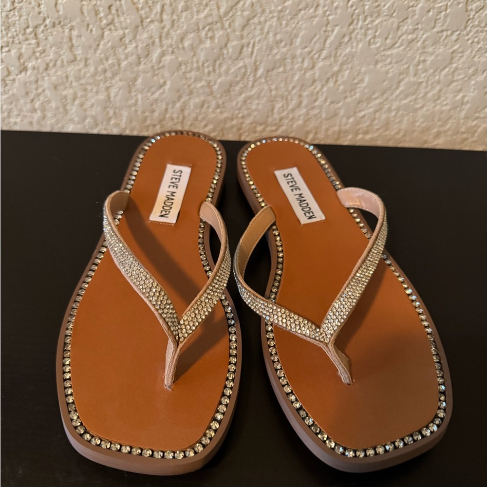 Steve Madden Tan Rhinestone Sandals